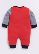 Boys Full sleeve Baseball Romper Red